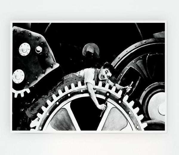 Charlie Chaplin Cogs Print Poster Wall Art