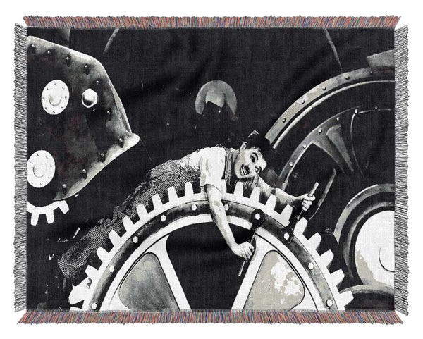 Charlie Chaplin Cogs Woven Blanket