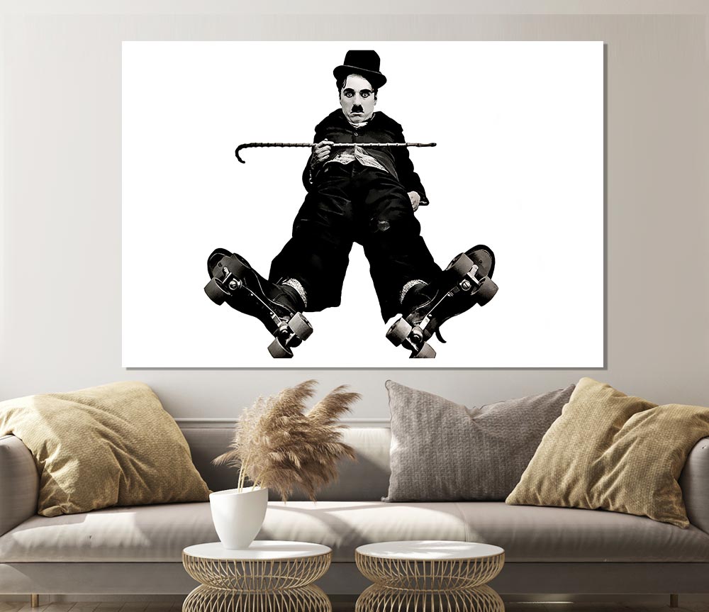 Charlie Chaplin Ice Rink Print Poster Wall Art