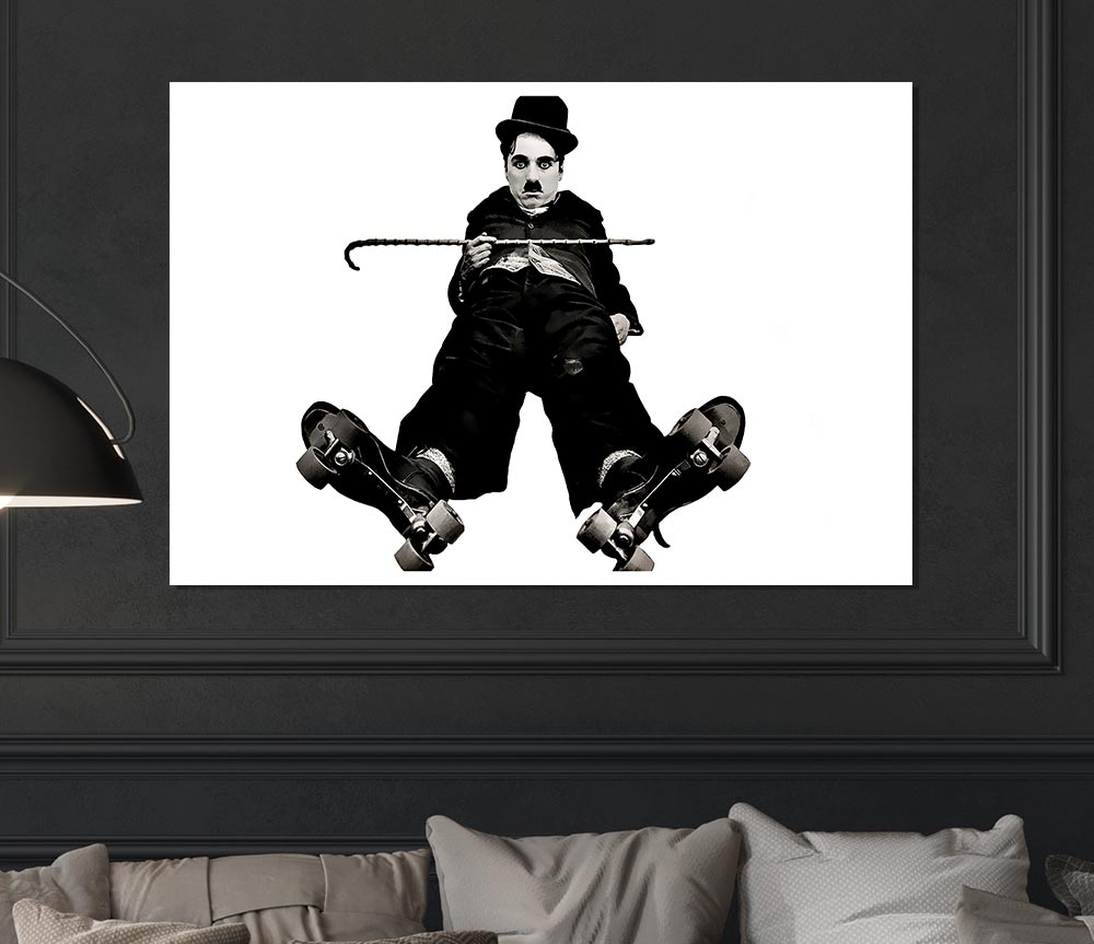 Charlie Chaplin Ice Rink Print Poster Wall Art