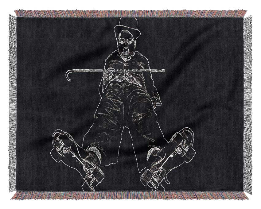 Charlie Chaplin White On Black Woven Blanket