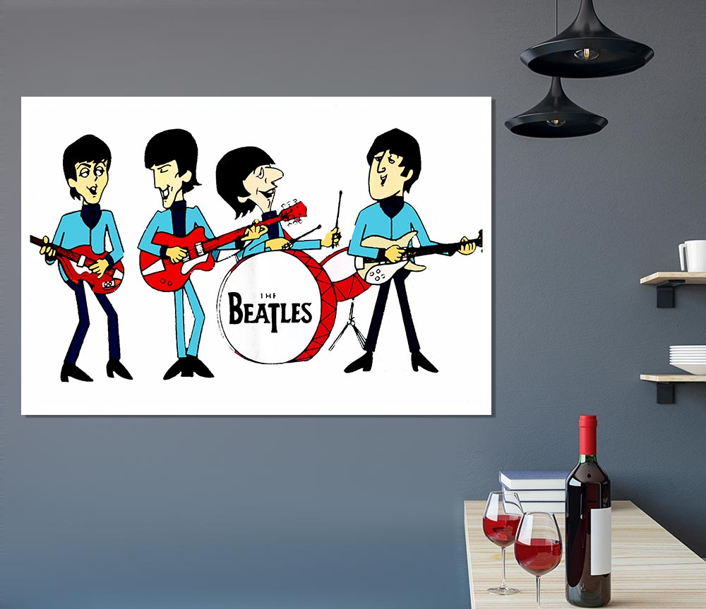 Early Beatles White Print Poster Wall Art