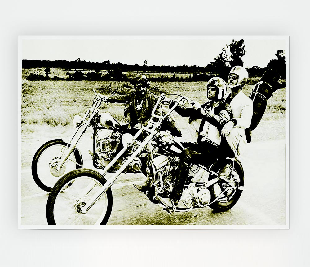 Easy Rider Sepia Print Poster Wall Art