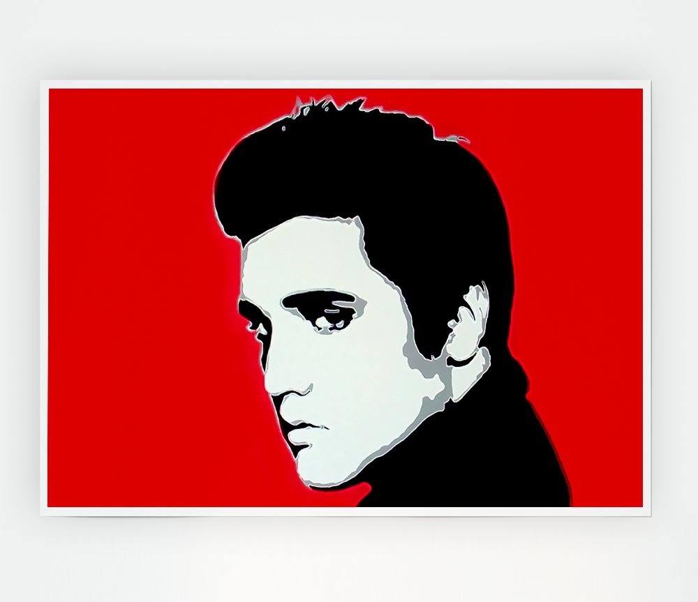 Elvis Portrait Red Print Poster Wall Art