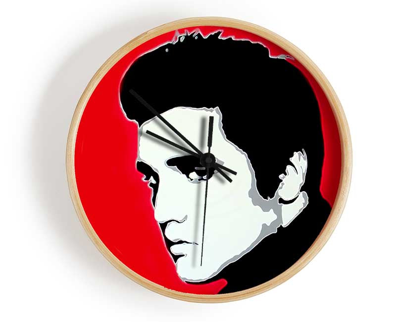 Elvis Portrait Red Clock - Wallart-Direct UK