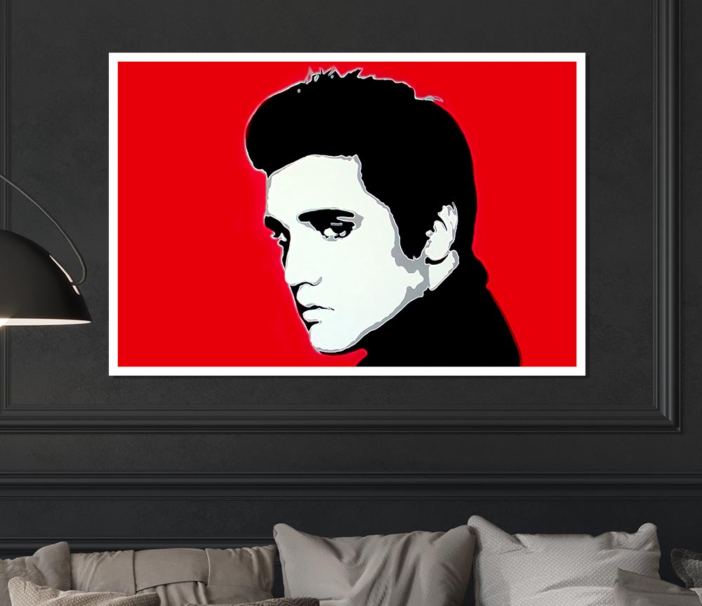 Elvis Portrait Red Print Poster Wall Art