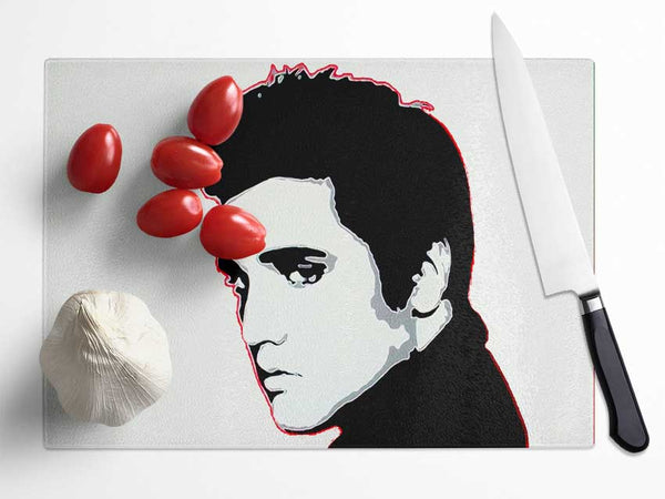 Elvis Portrait White Glass Chopping Board