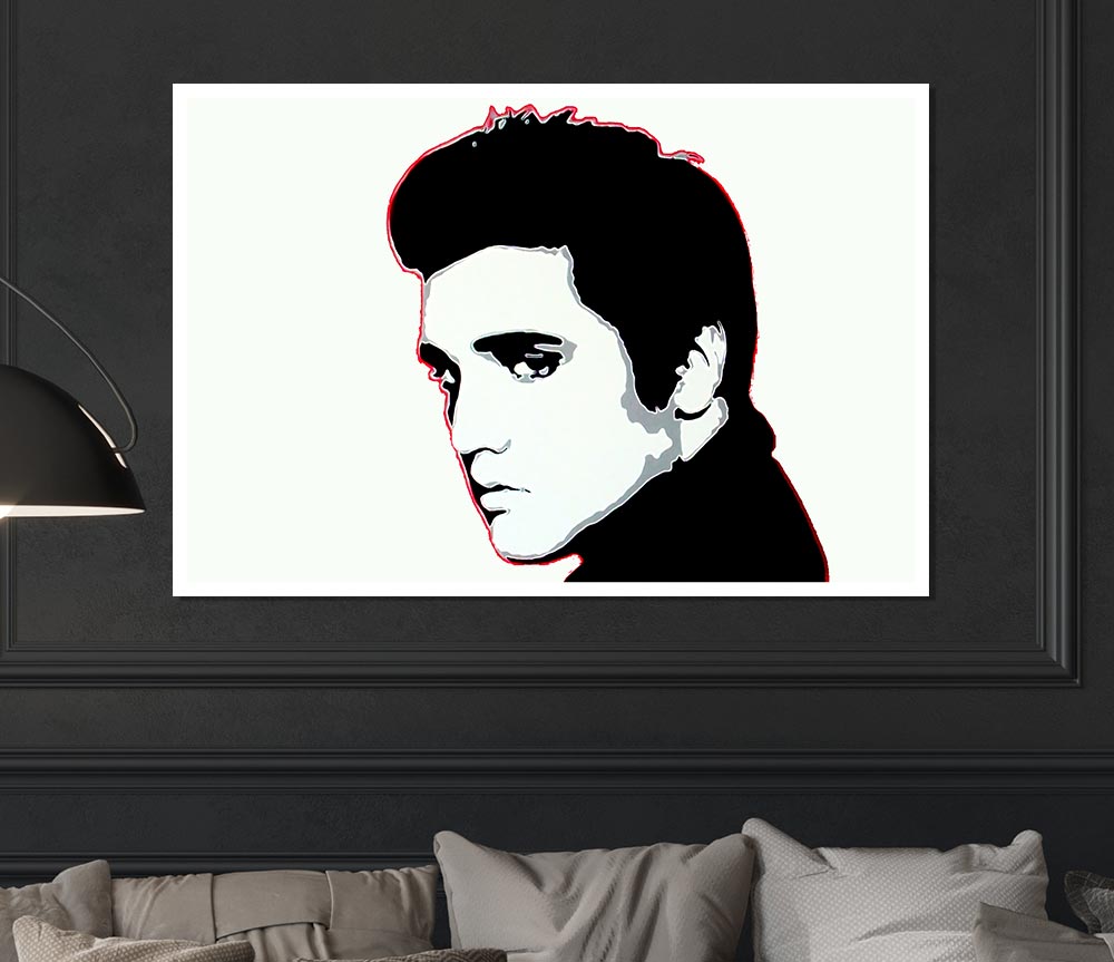 Elvis Portrait White Print Poster Wall Art