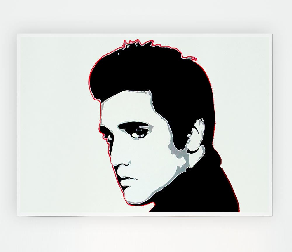 Elvis Portrait White Print Poster Wall Art