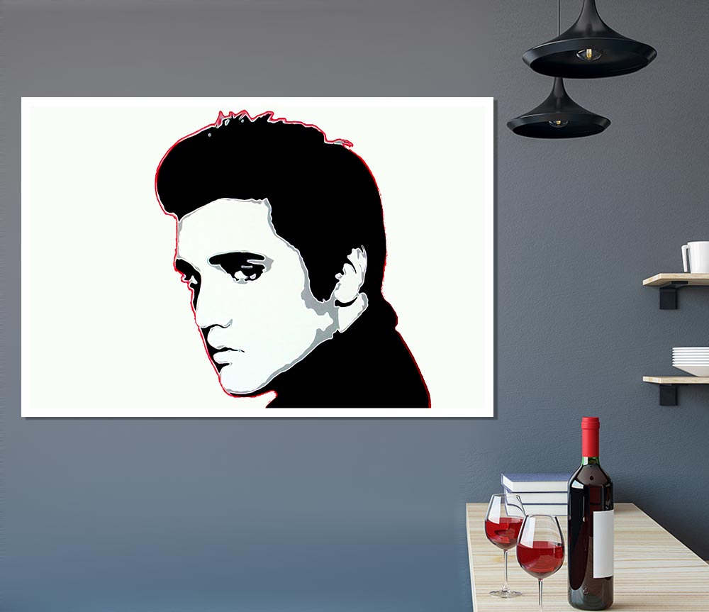 Elvis Portrait White Print Poster Wall Art