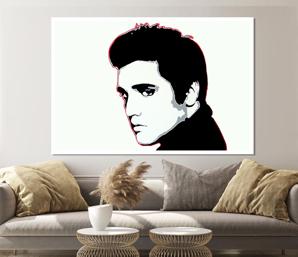 Elvis Portrait White Print Poster Wall Art