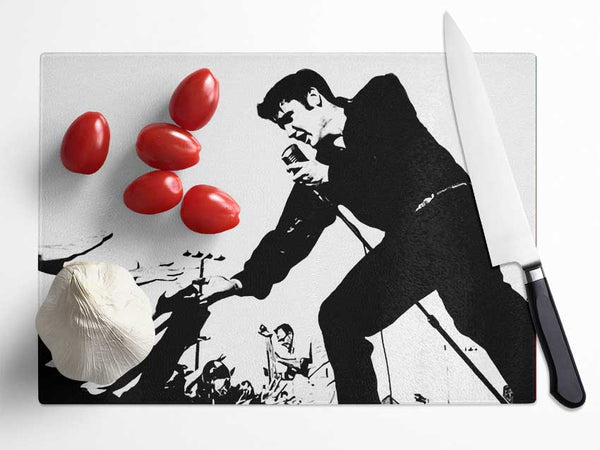 Elvis Presley On Stage Glass Chopping Board