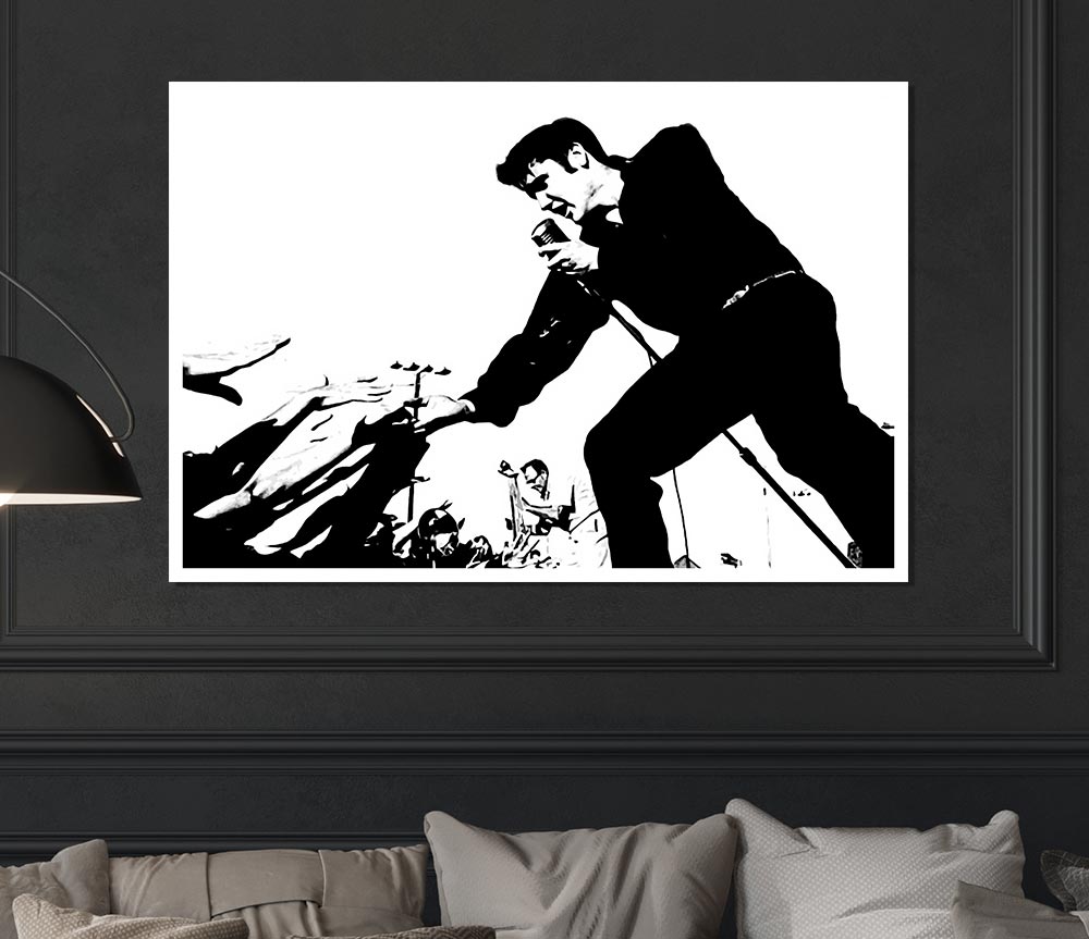 Elvis Presley On Stage Print Poster Wall Art