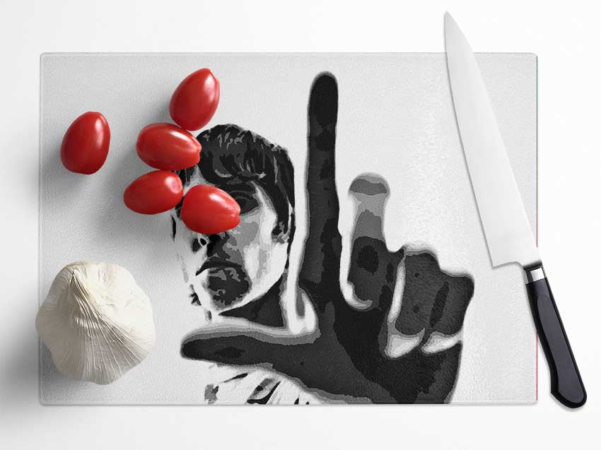 Ian Brown Look B n W Glass Chopping Board