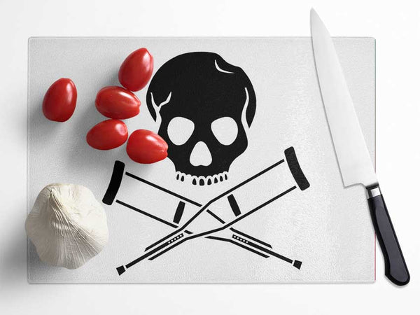 Jackass Skull n Bones B n W Glass Chopping Board