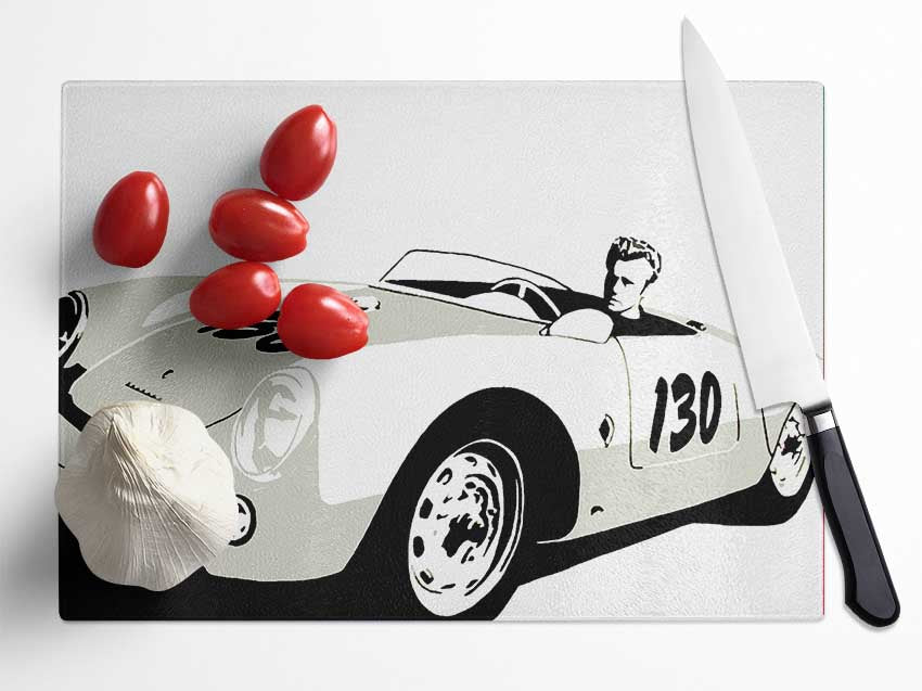 James Dean Car B n W Glass Chopping Board