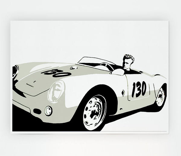 James Dean Car B N W Print Poster Wall Art