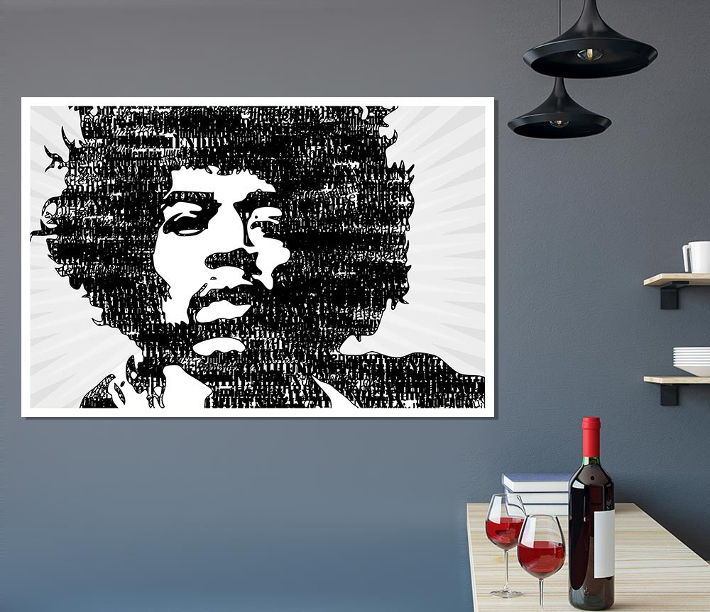 Jimi Hendrix Black And White Print Poster Wall Art