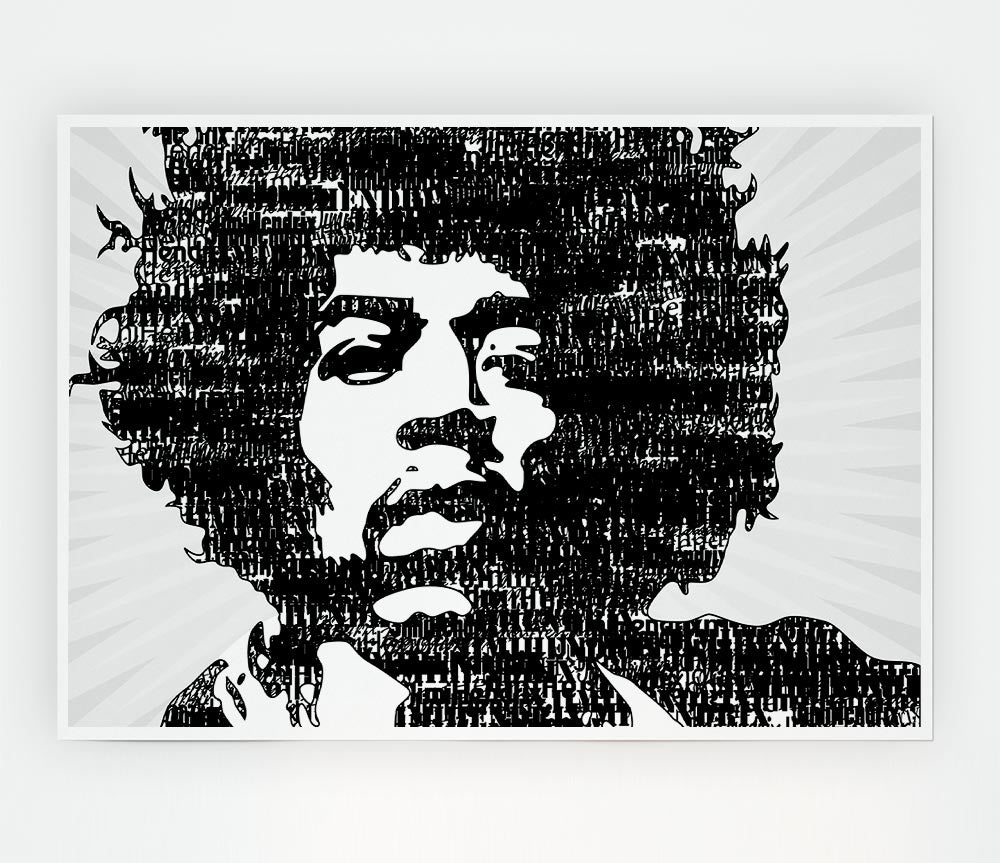 Jimi Hendrix Black And White Print Poster Wall Art