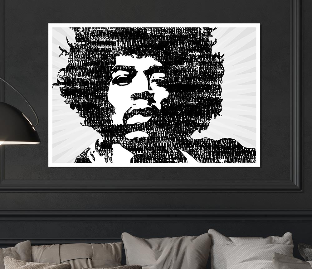 Jimi Hendrix Black And White Print Poster Wall Art