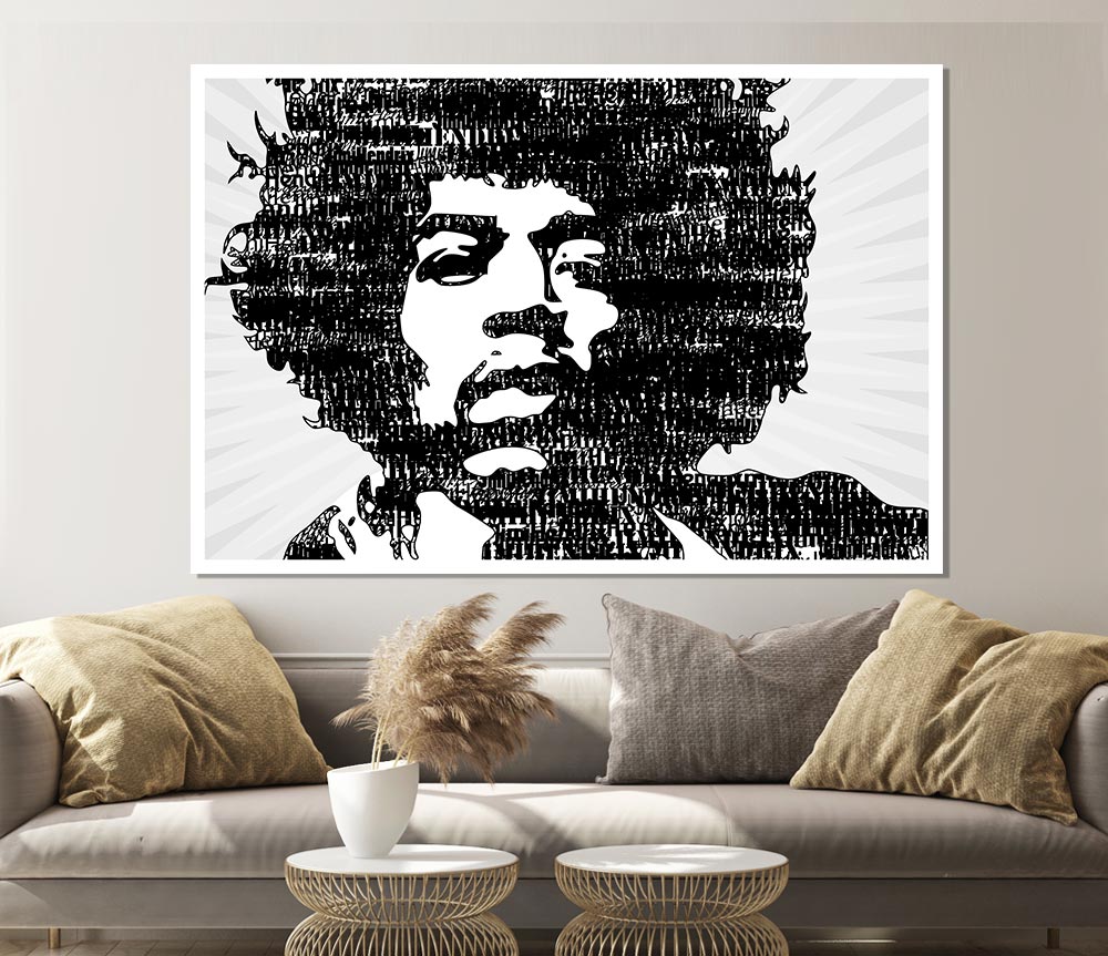 Jimi Hendrix Black And White Print Poster Wall Art