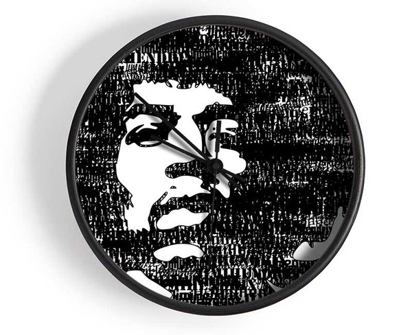 Jimi Hendrix Black And White Clock - Wallart-Direct UK