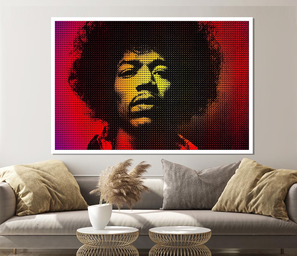 Jimi Hendrix Face Print Poster Wall Art