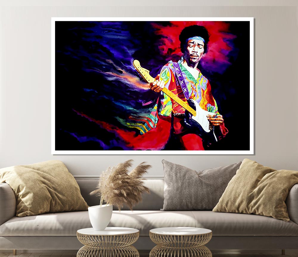 Jimi Hendrix Lightning Fast Print Poster Wall Art