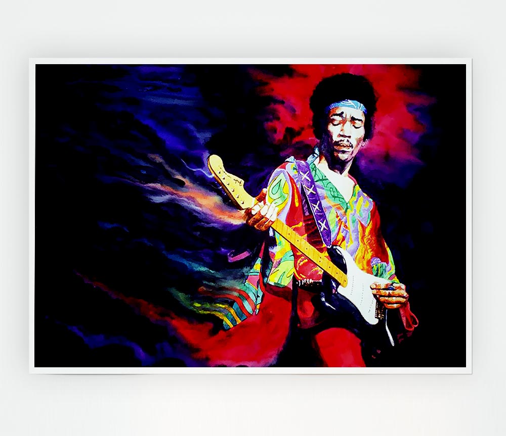 Jimi Hendrix Lightning Fast Print Poster Wall Art