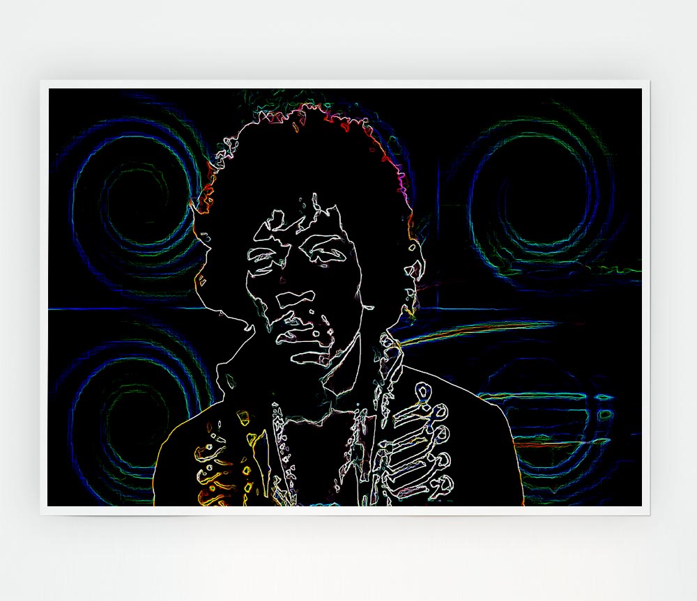 Jimi Hendrix Psychedelic Print Poster Wall Art