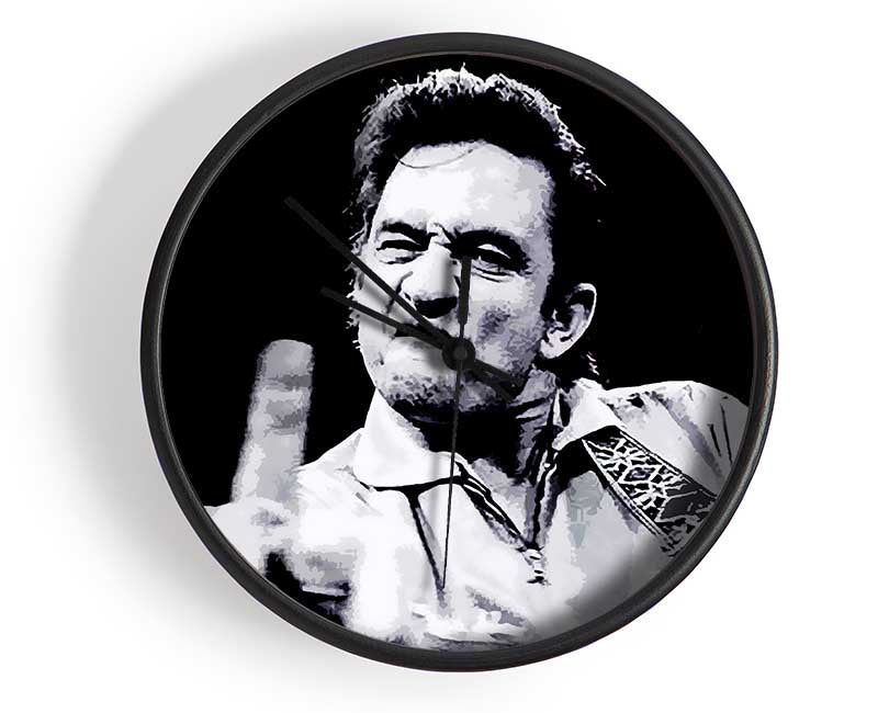 Johnny Cash Finger B n W Clock - Wallart-Direct UK