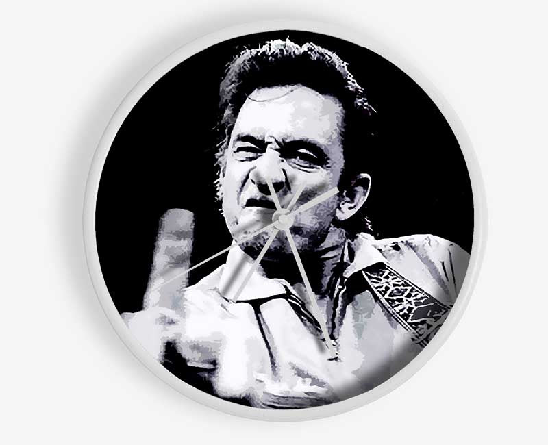 Johnny Cash Finger B n W Clock - Wallart-Direct UK