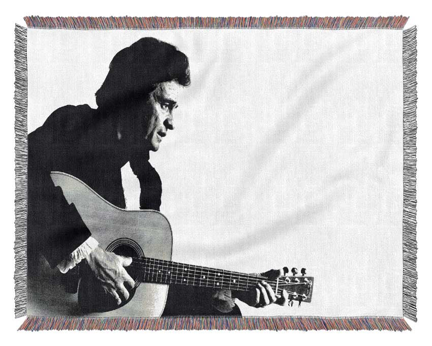 Johnny Cash Guitar Man Woven Blanket