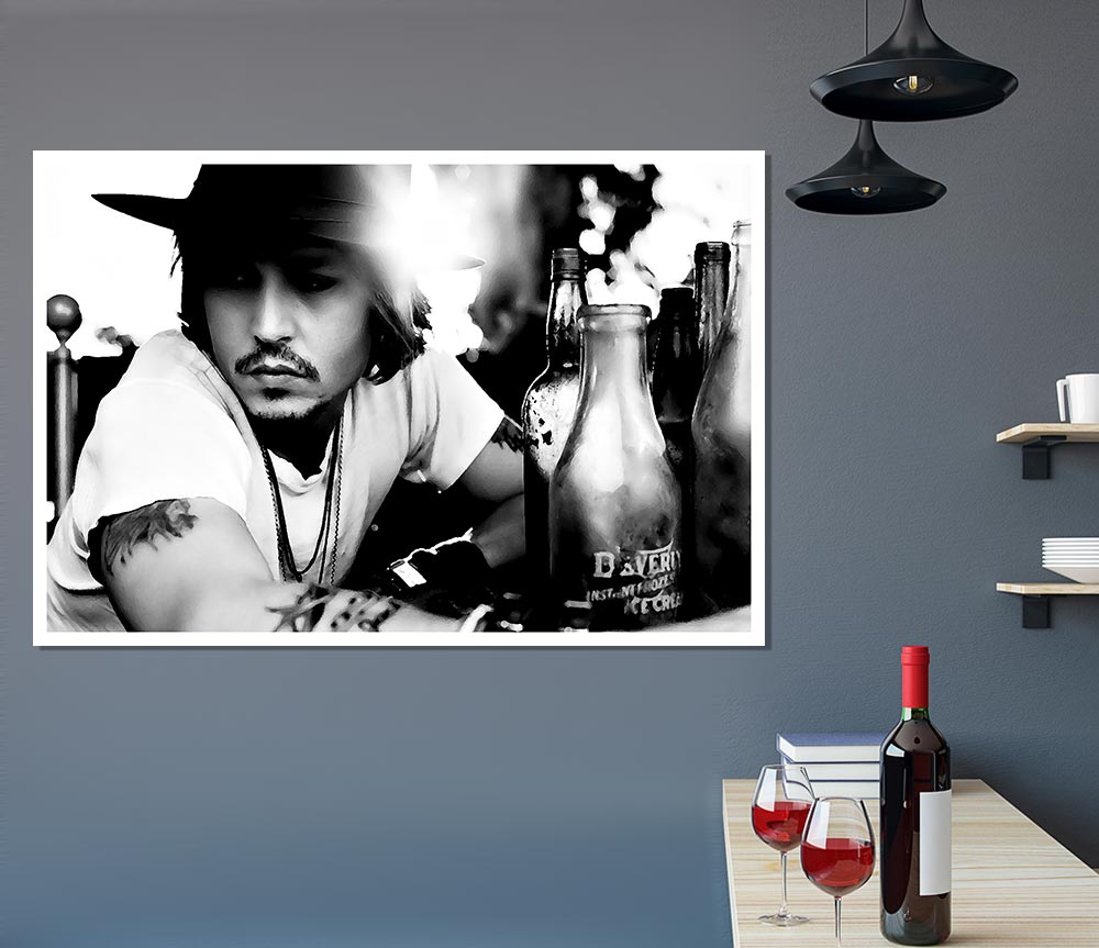 Johnny Depp Hat B N W Print Poster Wall Art