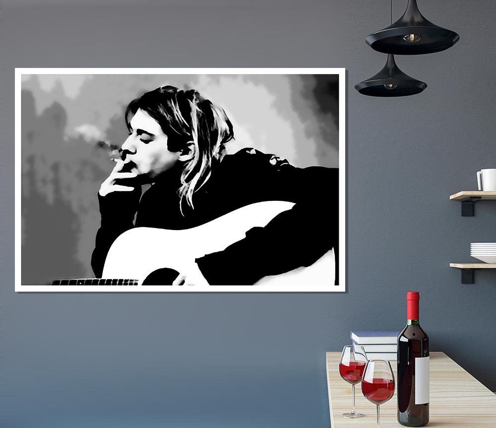 Kurt Cobain Guitar Smoke Print Poster Wall Art