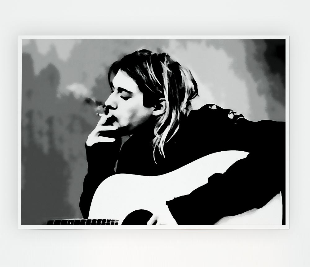 Kurt Cobain Guitar Smoke Print Poster Wall Art