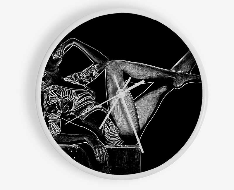 Kylie White On Black Clock - Wallart-Direct UK