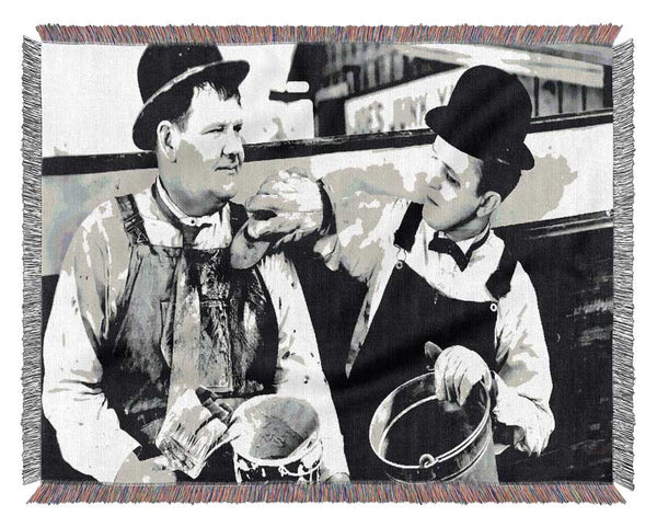 Laurel n Hardy Towed In The Hole Woven Blanket