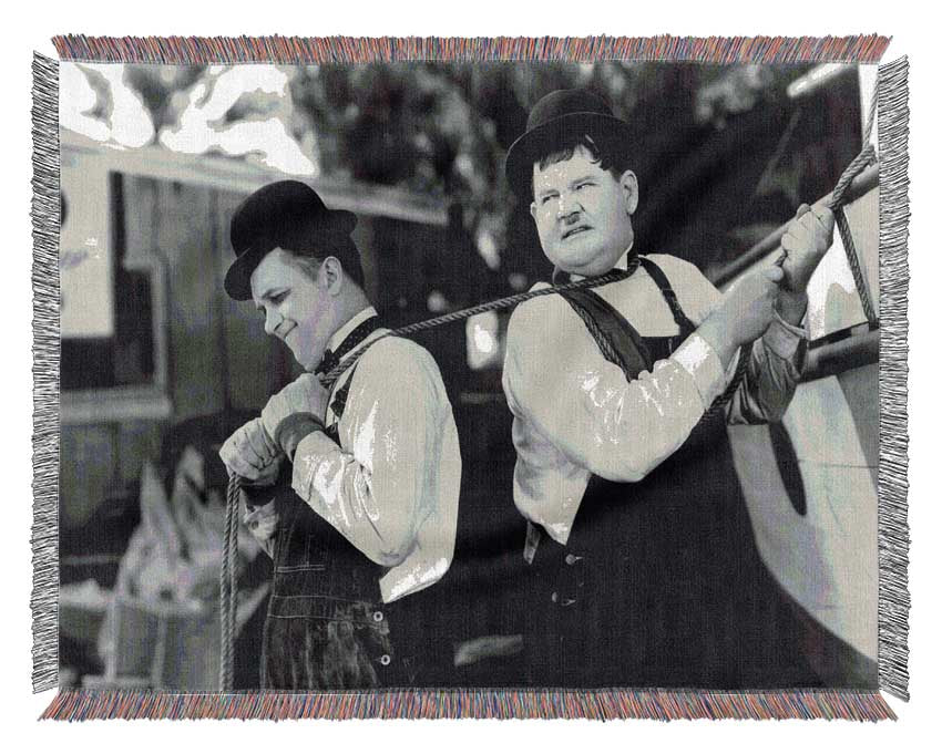 Laurel And Hardy Heave Woven Blanket