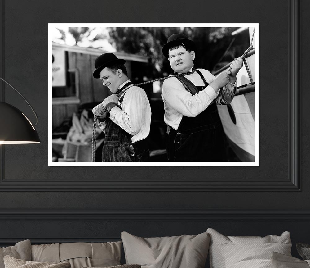 Laurel And Hardy Heave Print Poster Wall Art