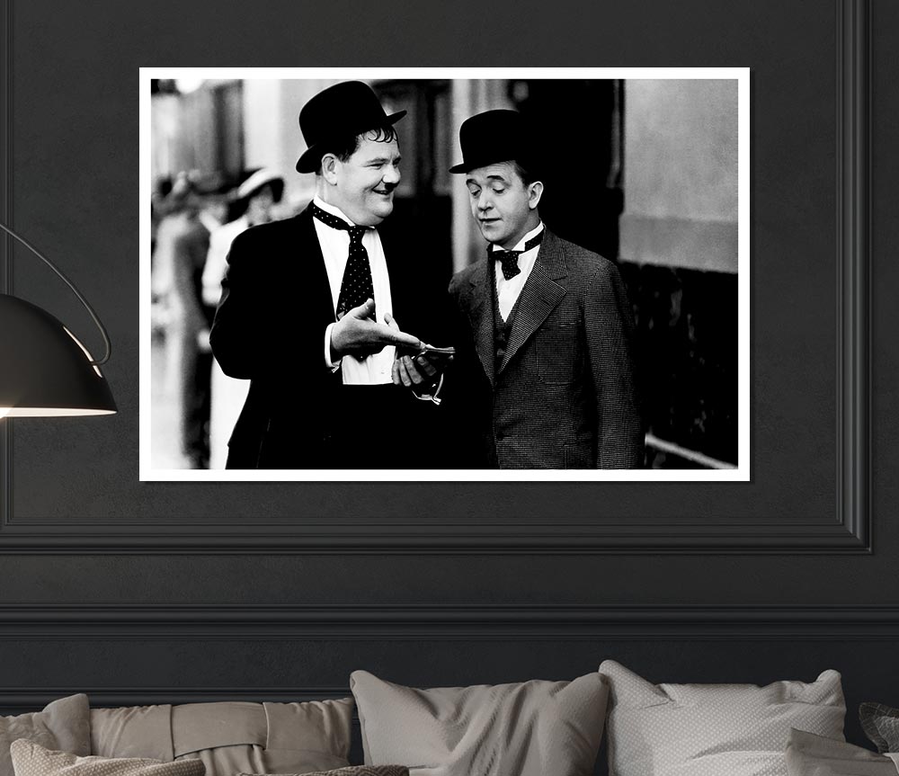 Laurel And Hardy Money Print Poster Wall Art