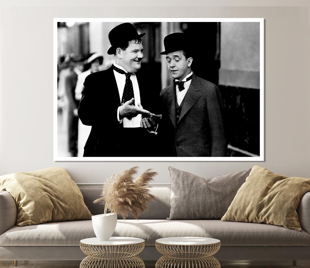 Laurel And Hardy Money Print Poster Wall Art