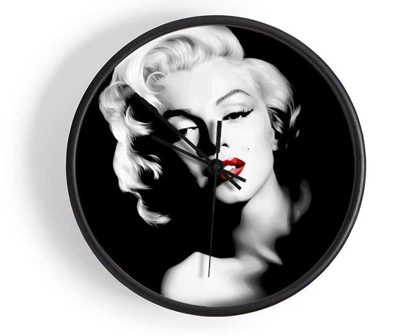 Marilyn Monroe Red Lips Landscape Clock - Wallart-Direct UK