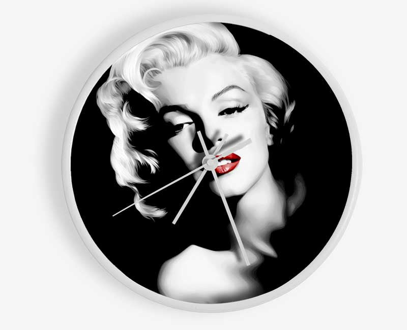 Marilyn Monroe Red Lips Landscape Clock - Wallart-Direct UK