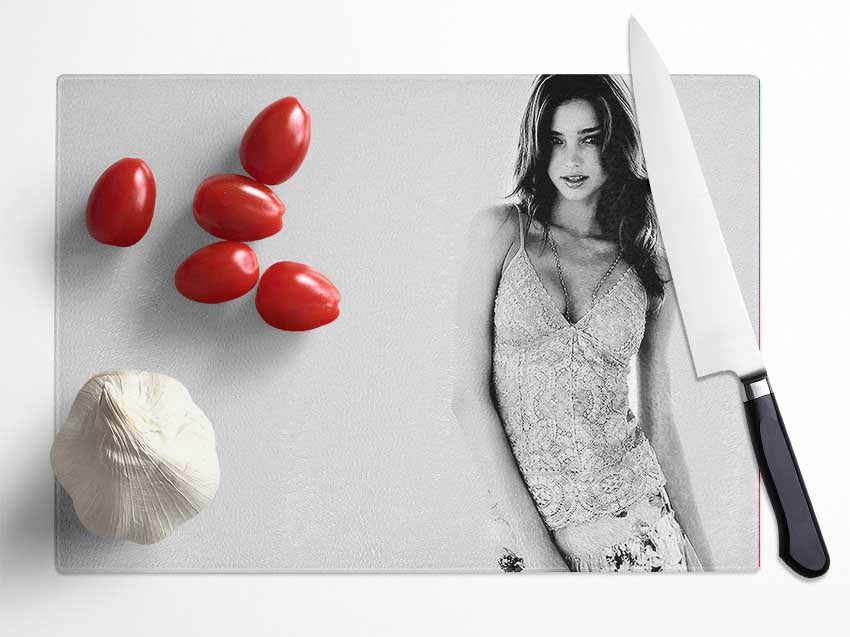 Miranda Kerr B n W Glass Chopping Board