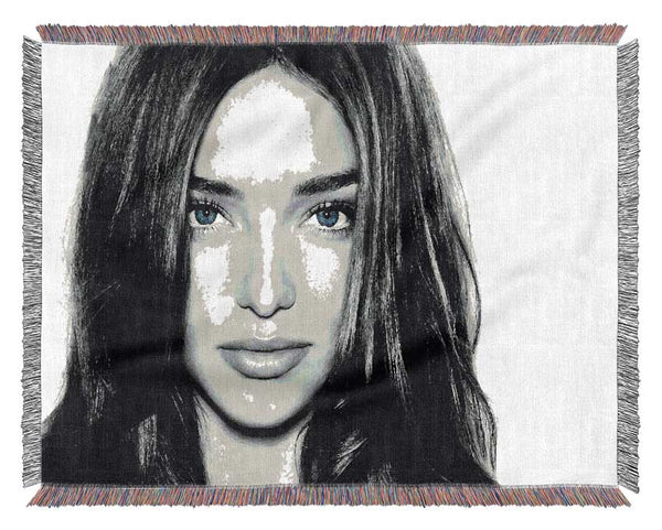 Miranda Kirr Face B n W Woven Blanket