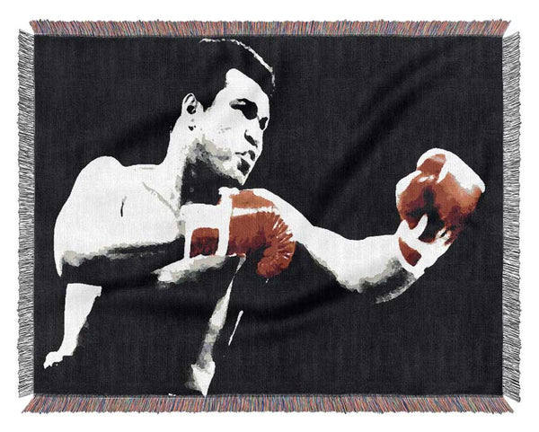 Muhammad Ali Red Boxing Gloves Woven Blanket