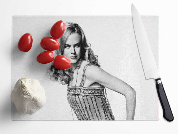 Nicole Kidman B n W Glass Chopping Board