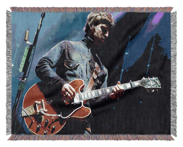 Noel Gallagher Playing Guitar Woven Blanket