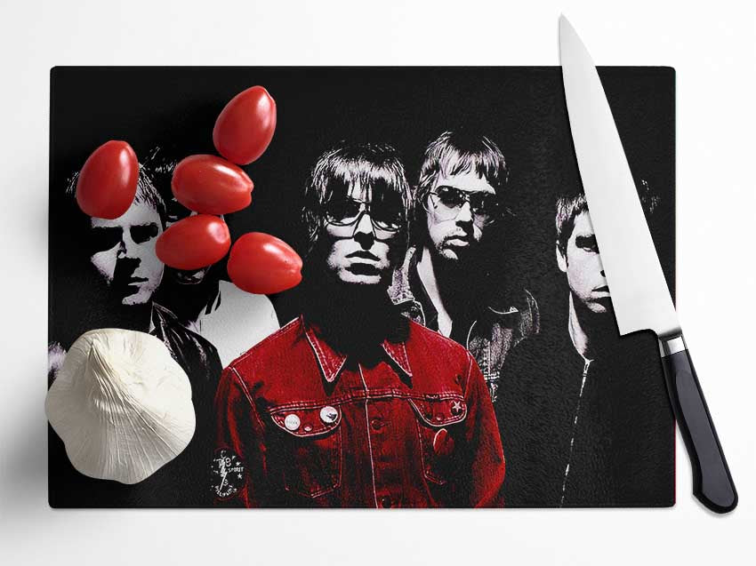 Oasis Liam Red Coat B n W Glass Chopping Board